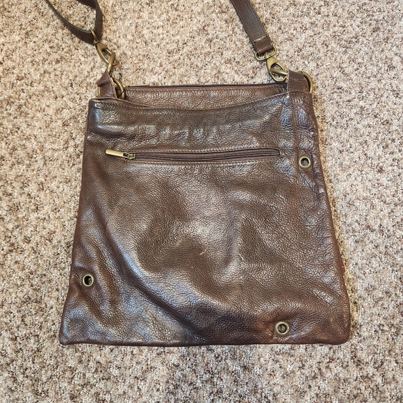 Daniela Moda Genuine Leather Brown Crossbody Purse Adjustable Straps - Picture 5 of 9